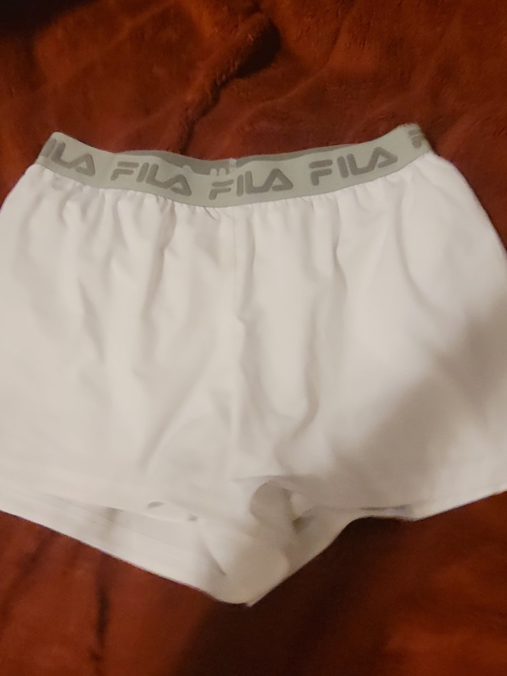 FILA White Athletic Shorts with Grey Logo Waistband